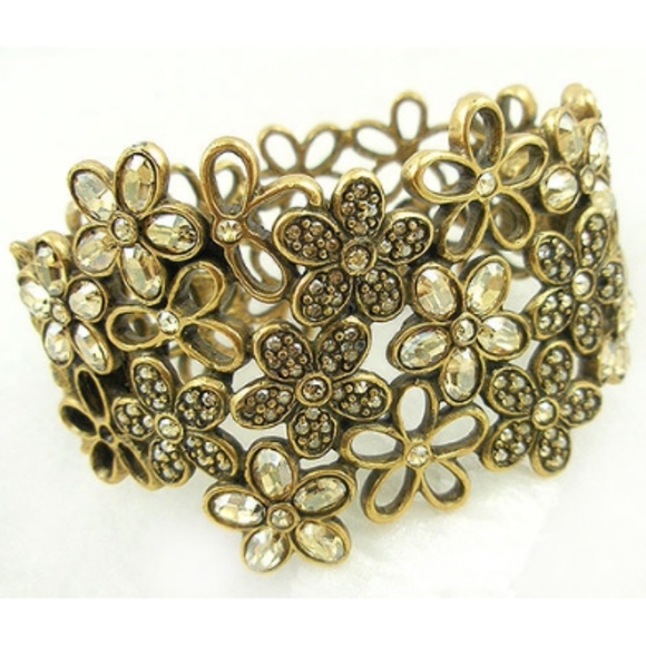 Oscar de la Renta Crystal Flowers Bracelet